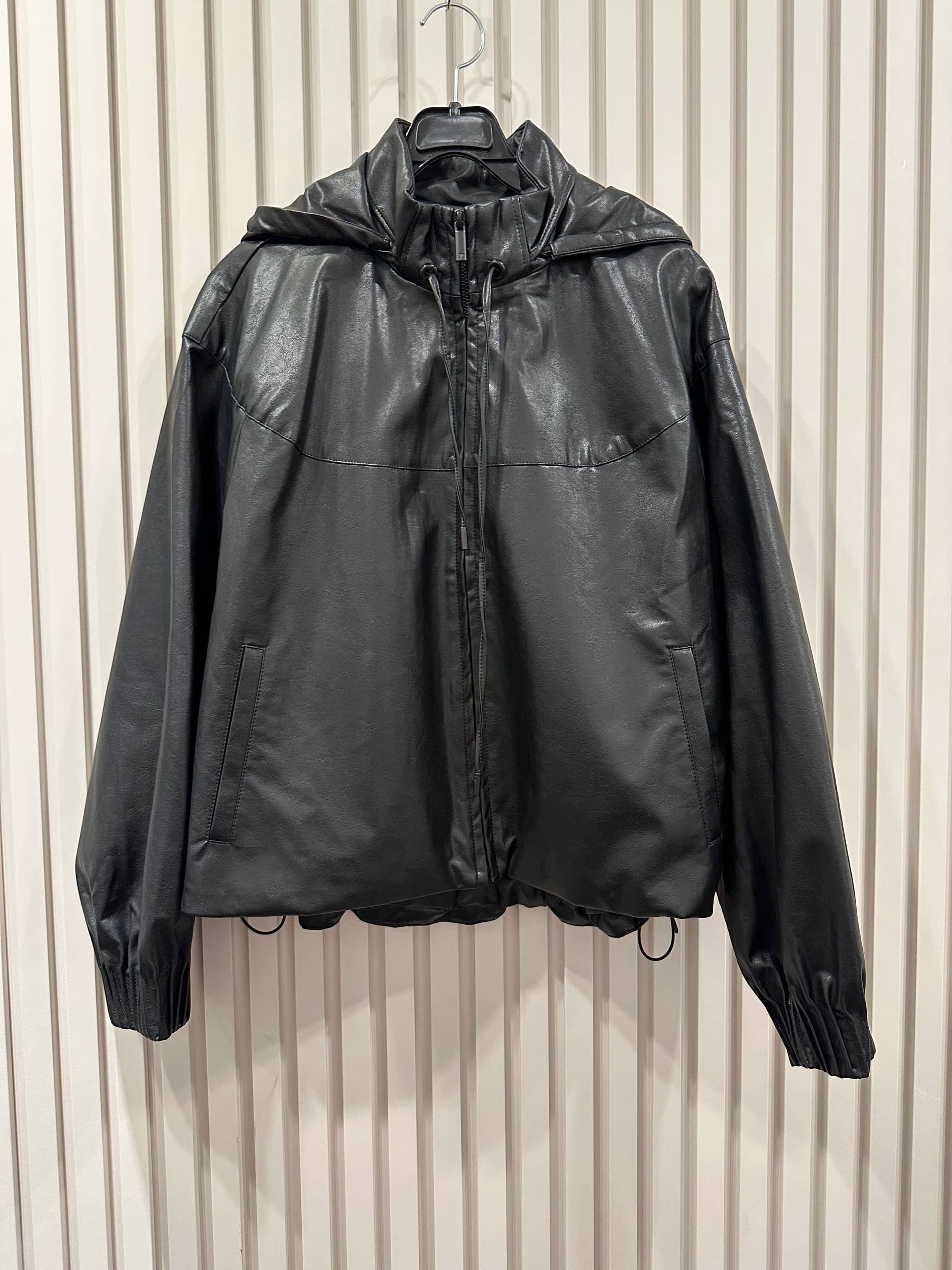 베지터블가죽후드자켓 