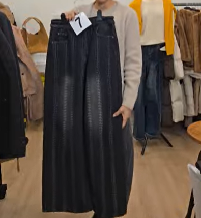 스트라이프기모청바지(7번)